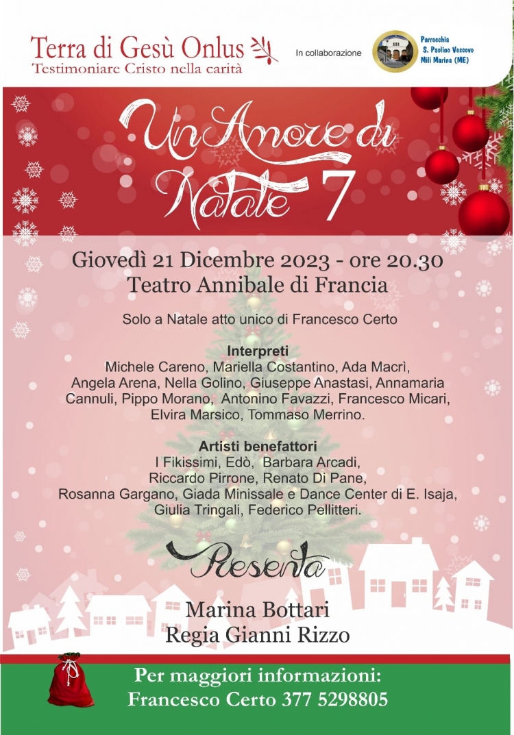 Sono già numerose le prenotazioni per assistere allo spettacolo &quot;Un amore di Natale&quot;in programma domani giovedì 21 dicembre al Teatro Annibale Maria di Francia.