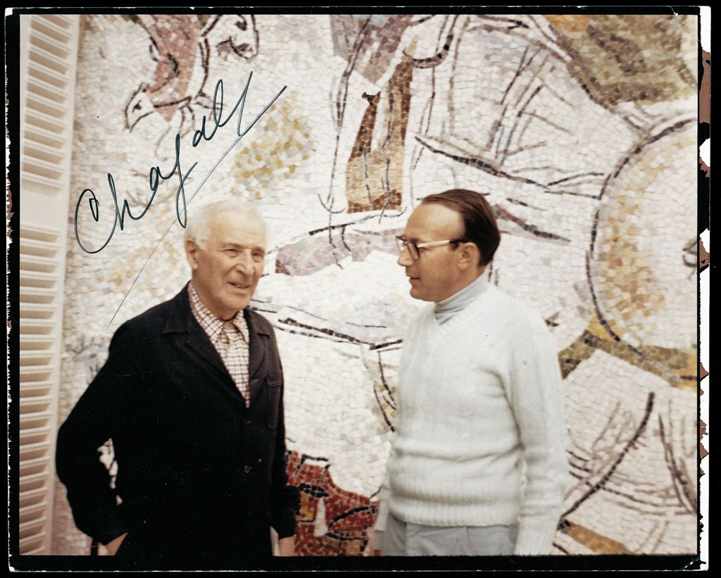 Ezio Gribaudo con Marc Chagall Saint-Paul de Vence 1978