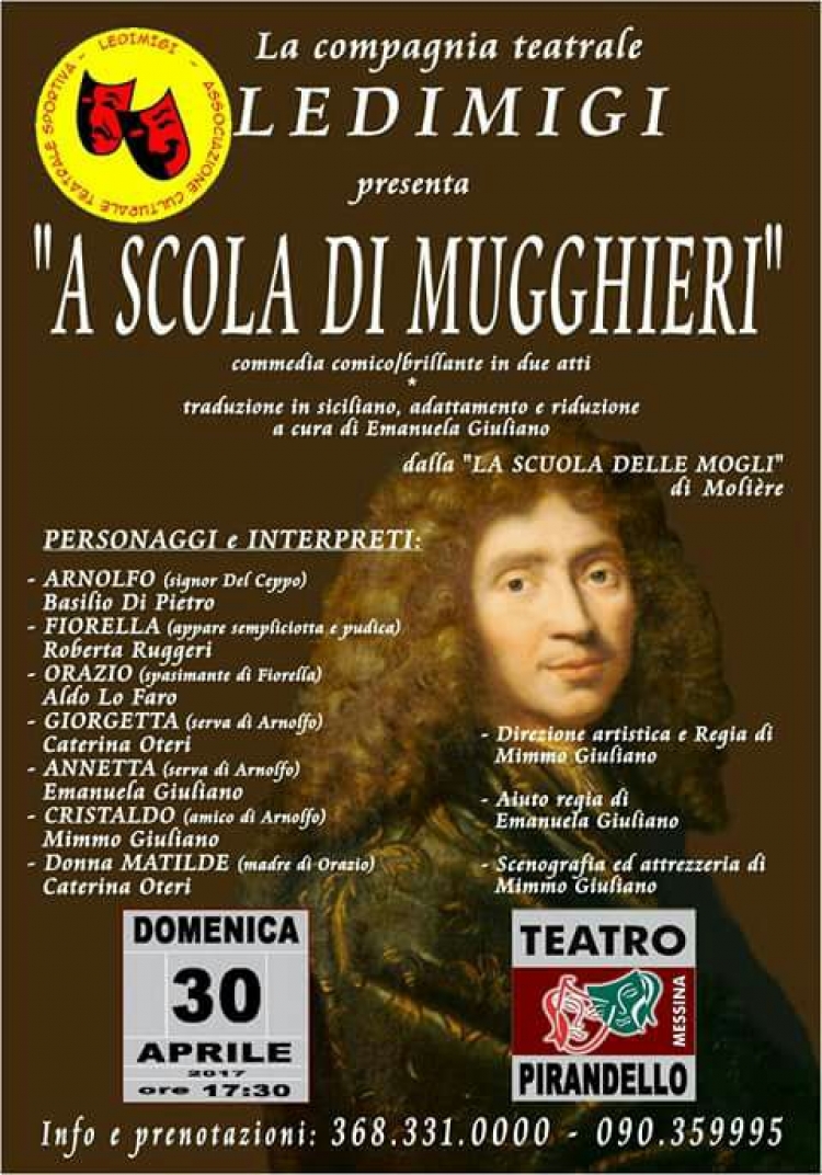 L’ Associazione culturale, teatrale “LEDIMIGI”  si prepara alla Serata finale della “VII RASSEGNA TEATRALE ZANCLE premio ADOLFO CELI”  30 aprile ore 17.30 Teatro Pirandello