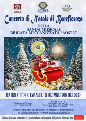 Messina - 19 Dicembre 2017 alle ore 11.30 si terrà presso la Brigata Meccanizzata Aosta la Conferenza stampa di presentazione del Concerto di Natale di Beneficenza della Banda Musicale della Brigata Aosta.