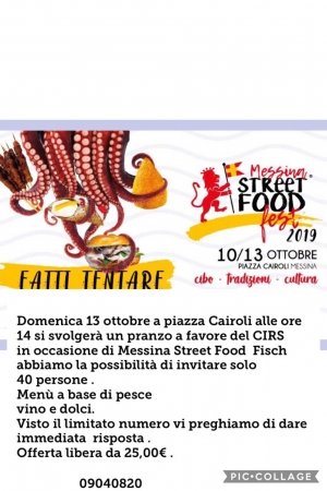 Per la casa famiglia e Centro di Formazione Cirs Messina il 13 ottobre. Pranziamo a Piazza Cairoli?