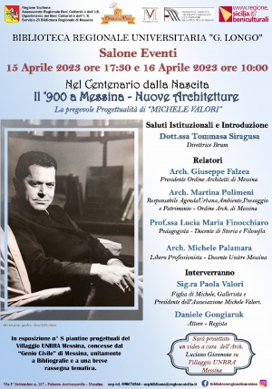 15 aprile e domenica 16 aprile in Biblioteca Regionale diretta dalla dott-ssa Tommasa Siragusa