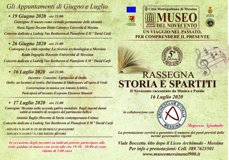 Cari Amici del “Museo del Novecento” Una settimana ricca di eventi al Museo con la nostra rassegna &quot; STORIA E SPARTITI &quot;.