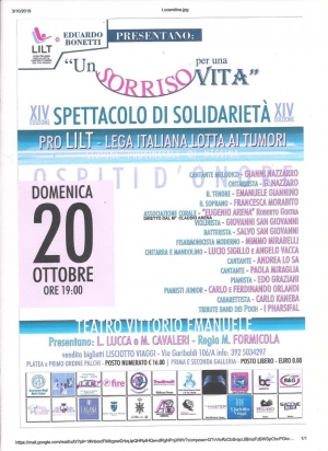 Solidarietà e spettacolo 20 ottobre Teatro Vittorio Emanuele Messina