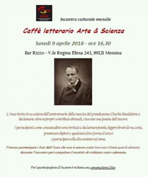 Messina - Celebrato il poeta Charles Baudelaire durante il caffè letterario Asas di Messina al Bar Rizzo.