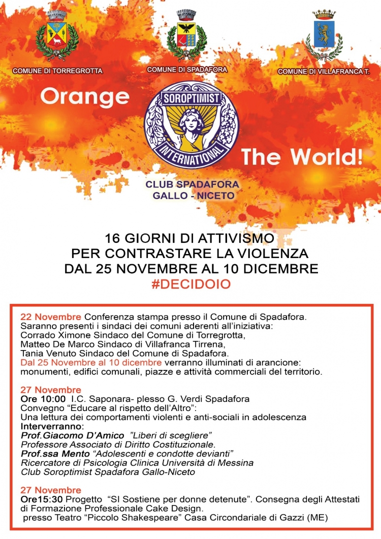 Interessante conferenza stampa al comune di Spadafora il 22 novembre contro la violenza sulle donne e per sostenere le donne detenute Progetto Soroptmist Club Spadafora Gallo-Niceto