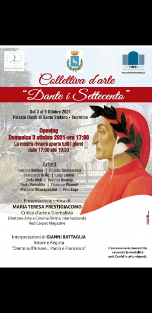 Taormina - VERNISSAGE 3 OTTOBRE ORE 17:00. Mostra d’arte omaggio a Dante Alighieri. Castello Duchi di Santo Stefano