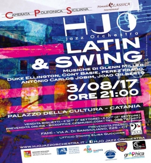 HJO JAZZ ORCHESTRA in Latin &amp; Swing giovedì 3 agosto 2017 - Cortile Platamone (Palazzo della Cultura) - Catania ore 21