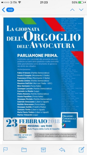 Presso il Palazzo di Giustizia a Messina. La giornata dell'orgoglio con i candidati  potenziali rappresentanti in Parlamento