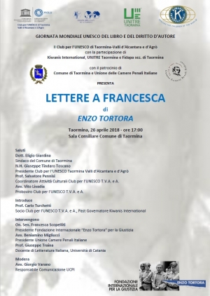 IL CASO TORTORA NEL LIBRO PRESENTATO A TAORMINA IL 26 APRILE CON IL NOTO AVV. GIORGIO VARANO