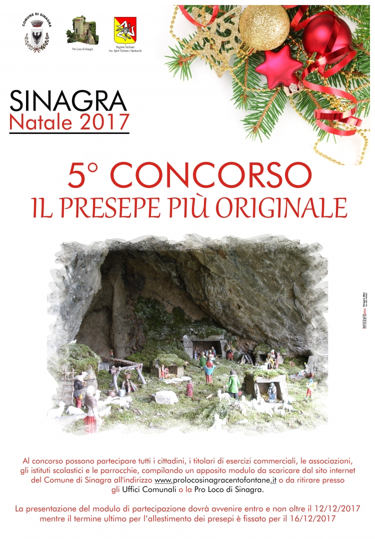 SINAGRA: NATALE 2017, 5° CONCORSO - IL PRESEPE PIÙ ORIGINALE.