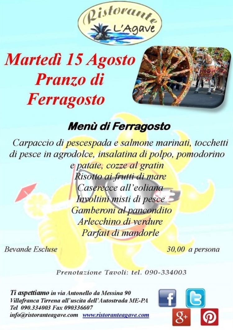 Villafranca Tirrena (Me) Ristorante L&#039;Agave - Pranzo di Ferragosto