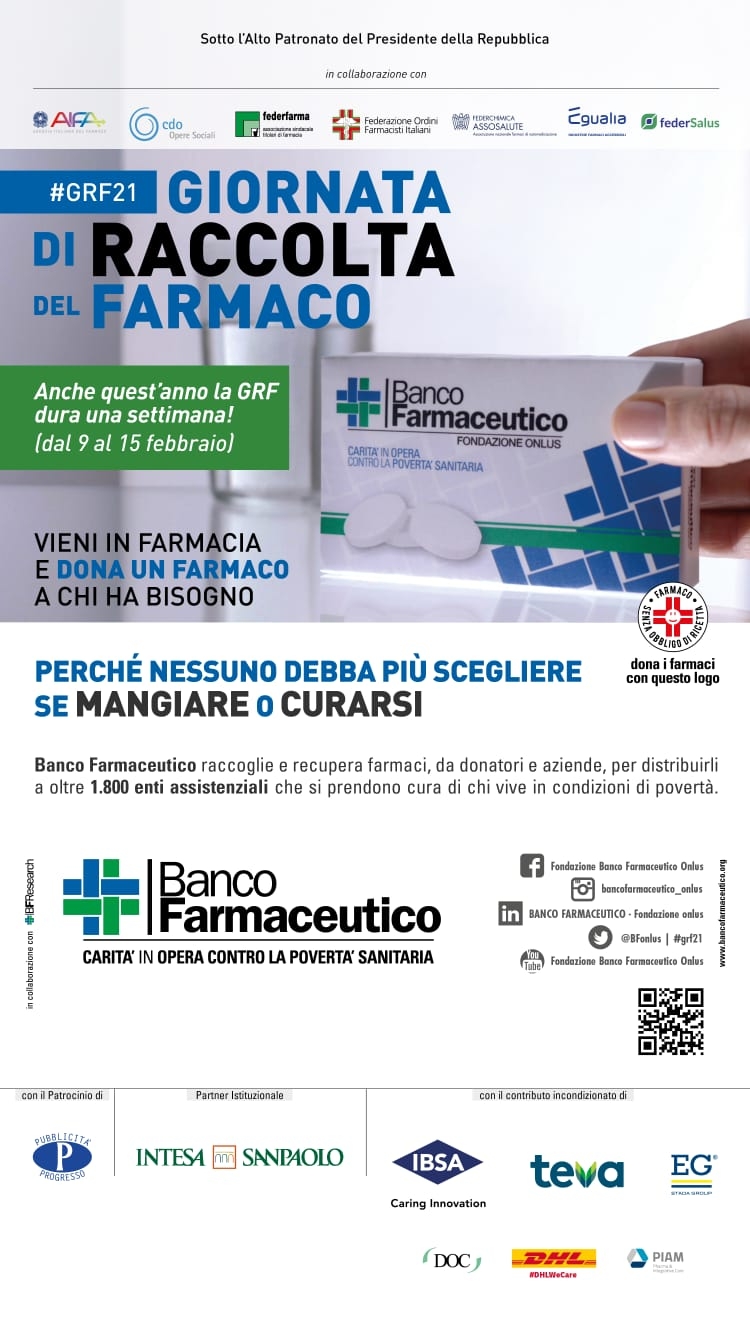 Dal 9 al 15 febbraio torna la Giornata di Raccolta del Farmaco.Appello al cuore dei messinesi.