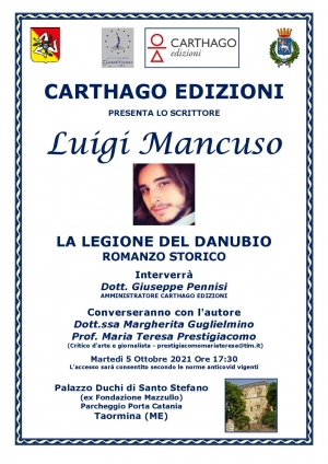 Luigi Mancuso  il 5 ottobre a Taormina con  il suo libro Carthago Edizioni