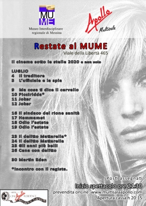 2 luglio, Conferenza stampa di presentazione della rassegna “Restate al MuMe. Cinema 2020 e non solo”