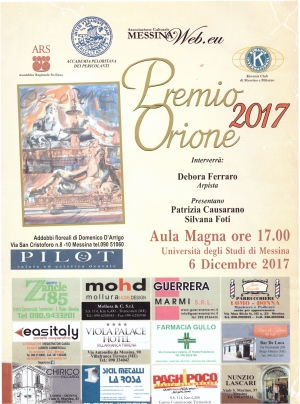 PREMIO “ORIONE” (8a Edizione) -  6 DICEMBRE 2017, ORE 17.00  LA CERIMONIA DI PREMIAZIONE