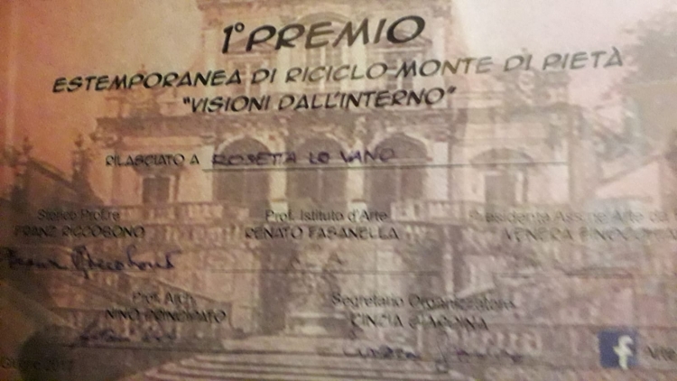 Scrittura riciclo Estemporanea di riciclo Un prestigioso Premio conquistato da Rosetta Lo Vano