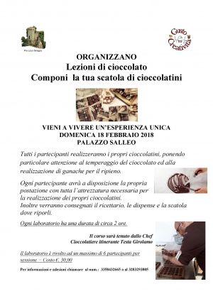 SINAGRA: LEZIONI DI CIOCCOLATO, “COMPONI  LA TUA SCATOLA DI CIOCCOLATINI”,