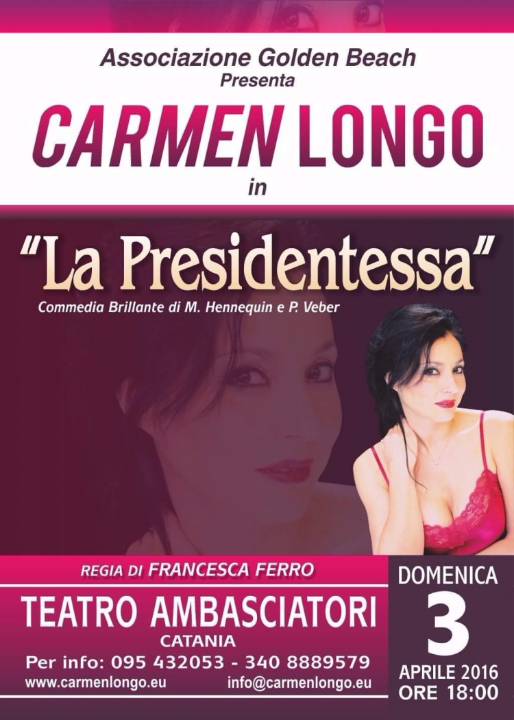 Carmen Longo dal Commissario Montalbano  Al Teatro Ambasciatori a Catania 3 aprile