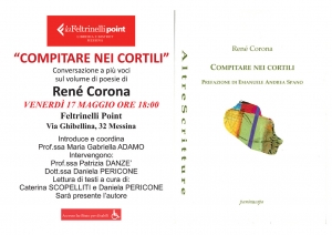 Messina - Introduce e coordina la poetessa docente Maria Gabriella Adamo  per la presentazione del libro di poesie di Rene' Corona  17 maggio Feltrinelli point