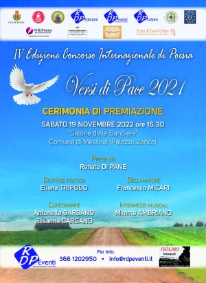 CERIMONIA DI PREMIAZIONE DELLA IV EDIZIONE DEL  CONCORSO INTERNAZIONALE DI POESIA  “VERSI DI PACE” 2021