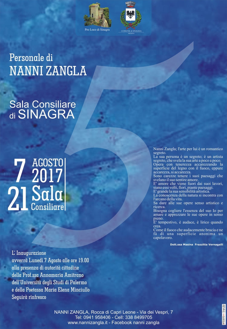 SINAGRA MOSTRA  DELL’ARTISTA NANNI ZANGLA “5”