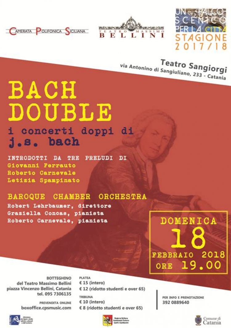 Teatro Sangiorgi - domenica 18 febbraio ore 19 - Bach Double  A Catania