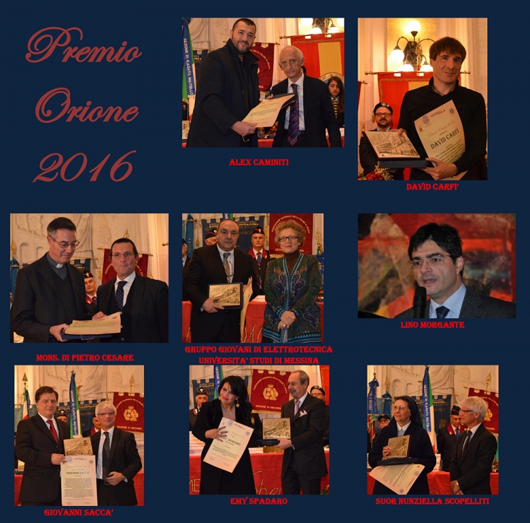 CONCLUSASI CON SUCCESSO LA CERIMONIA DI CONSEGNA DEL PREMIO ORIONE 2016