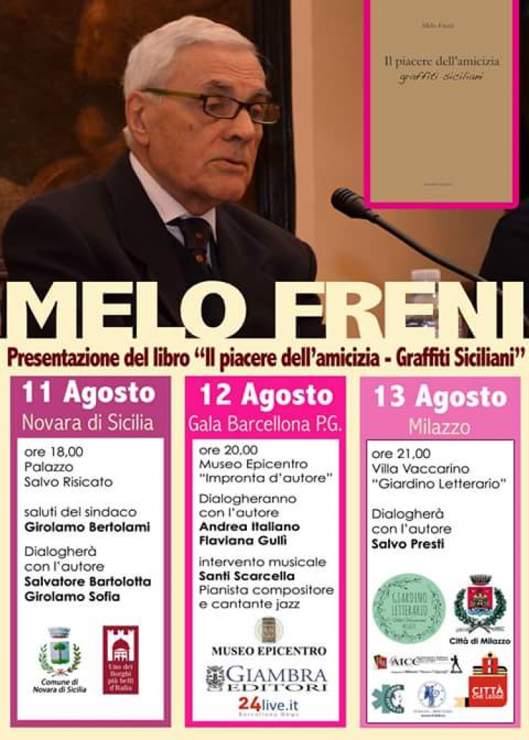 L’ultimo libro di Melo Freni sarà presentato a Novara, Barcellona e Milazzo