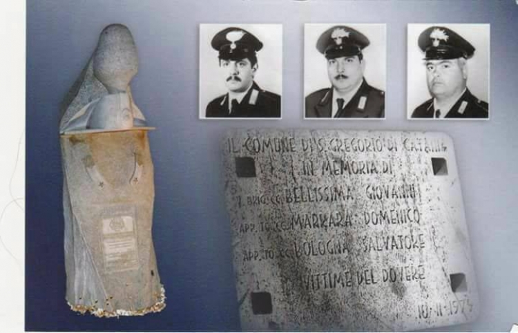Commemorazione eccidio di tre Carabinieri avvenuto preso i caselli autostradali di San Gregorio di Catania (CT) il 10 Novembre 1979 .