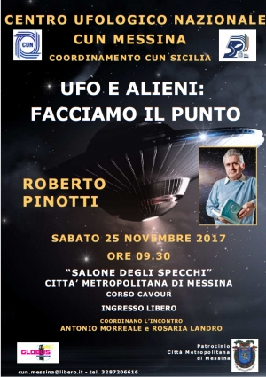 Messina: Convegno del Centro Ufologico Nazionale con la presenza dell’ufologo Roberto Pinotti